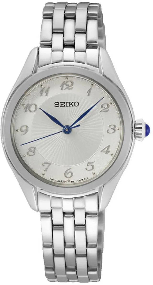seiko-classic-damen-quarzuhr-lederband-silber image 1