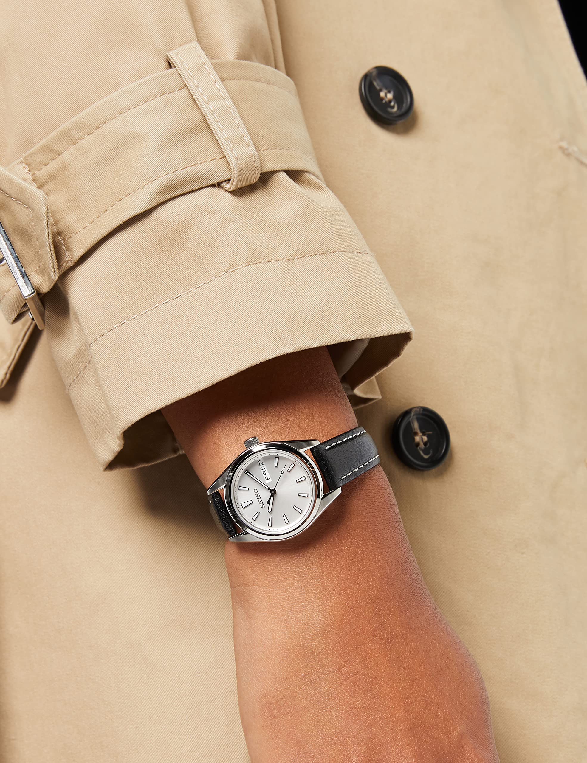 seiko-classic-damenuhr-silber-lederband-quarz image 2