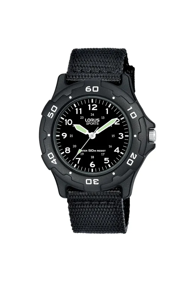 lorus-kids-rrx89fx9-kinderuhr-textilband-schwarz-analog image 1
