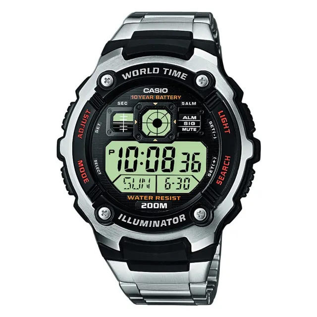 casio-collection-herren-digitaluhr-edelstahl-weltzeit-20-bar image 1
