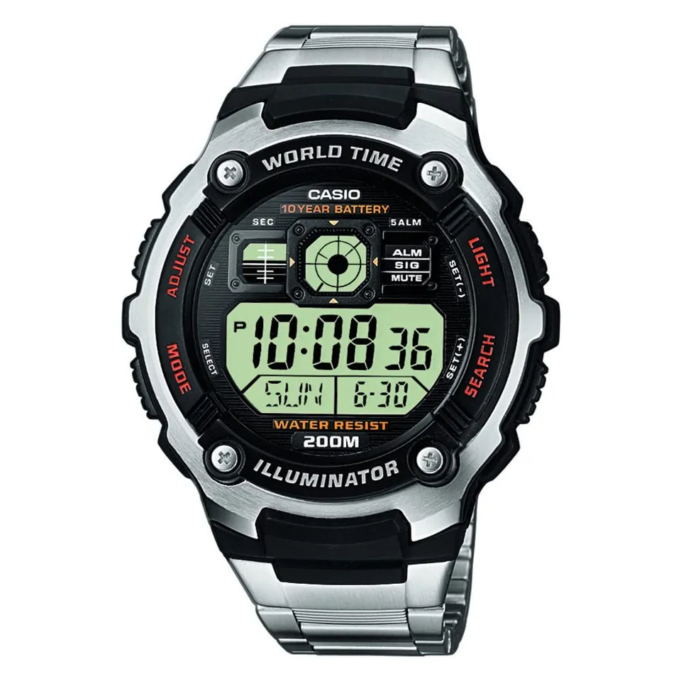casio-collection-herren-digitaluhr-edelstahl-weltzeit-20-bar image 1