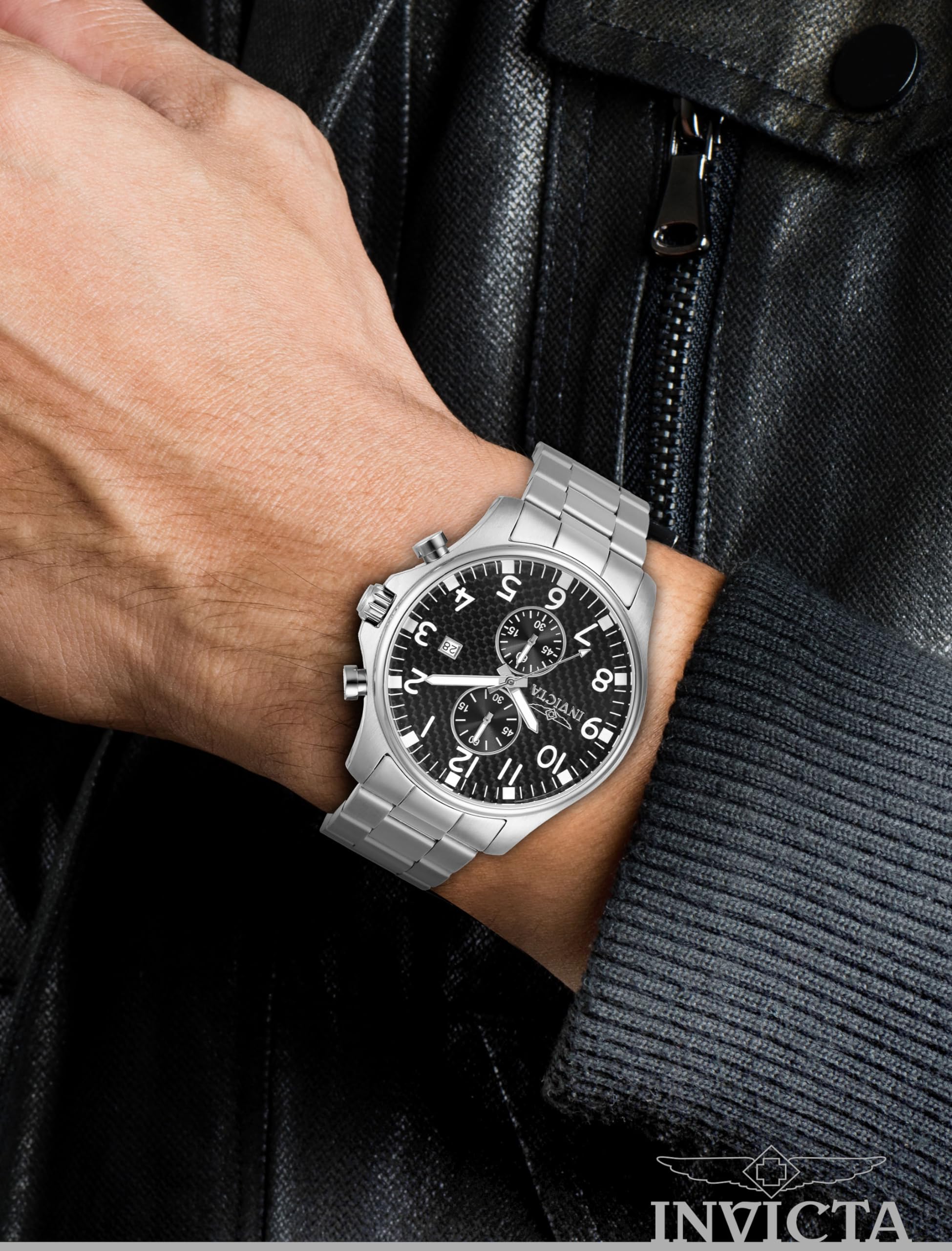 invicta-specialty-herrenuhr-48mm-silber-schwarz-quarz image 3