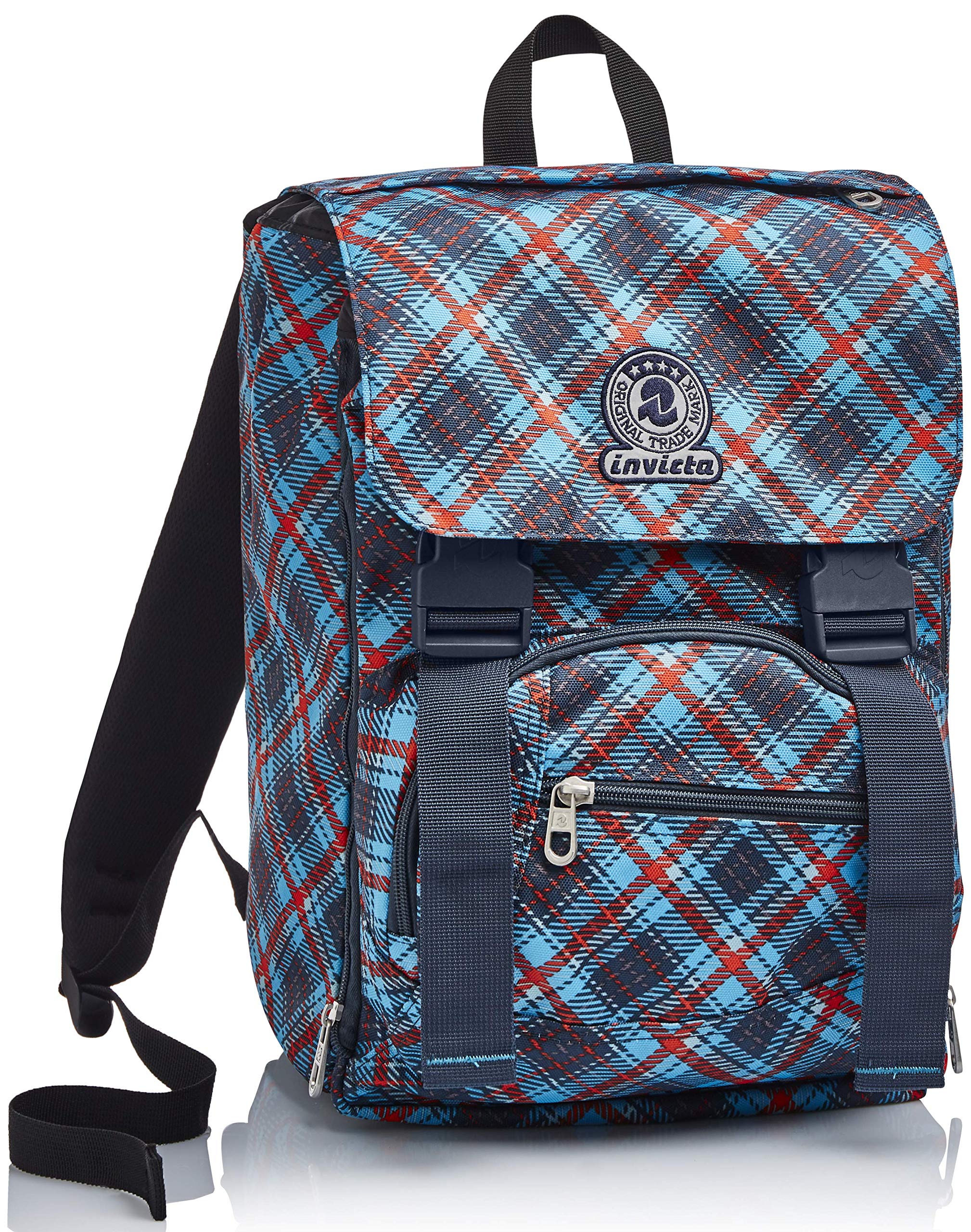 invicta-square-tartan-rucksack-blau-kariert-erweiterbar image 1