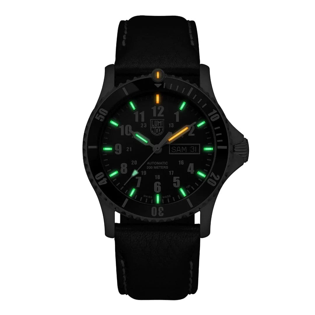 luminox-sport-timer-42mm-herrenuhr-automatik-taucheruhr-leder image 2