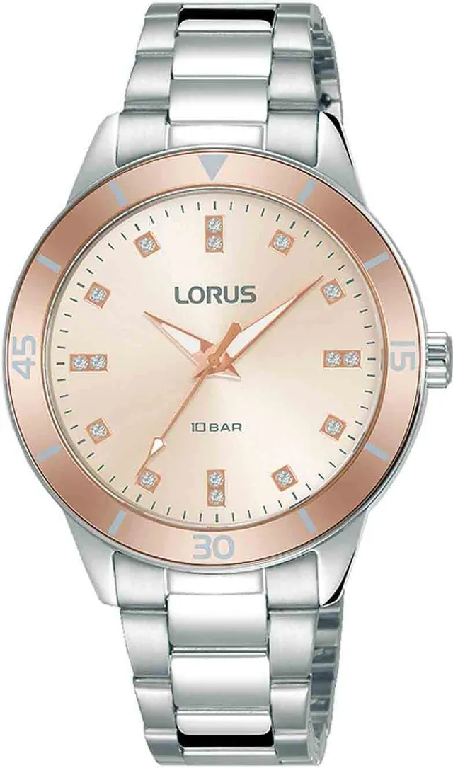 lorus-damenuhr-analog-blau-rosa-metallarmband image 1