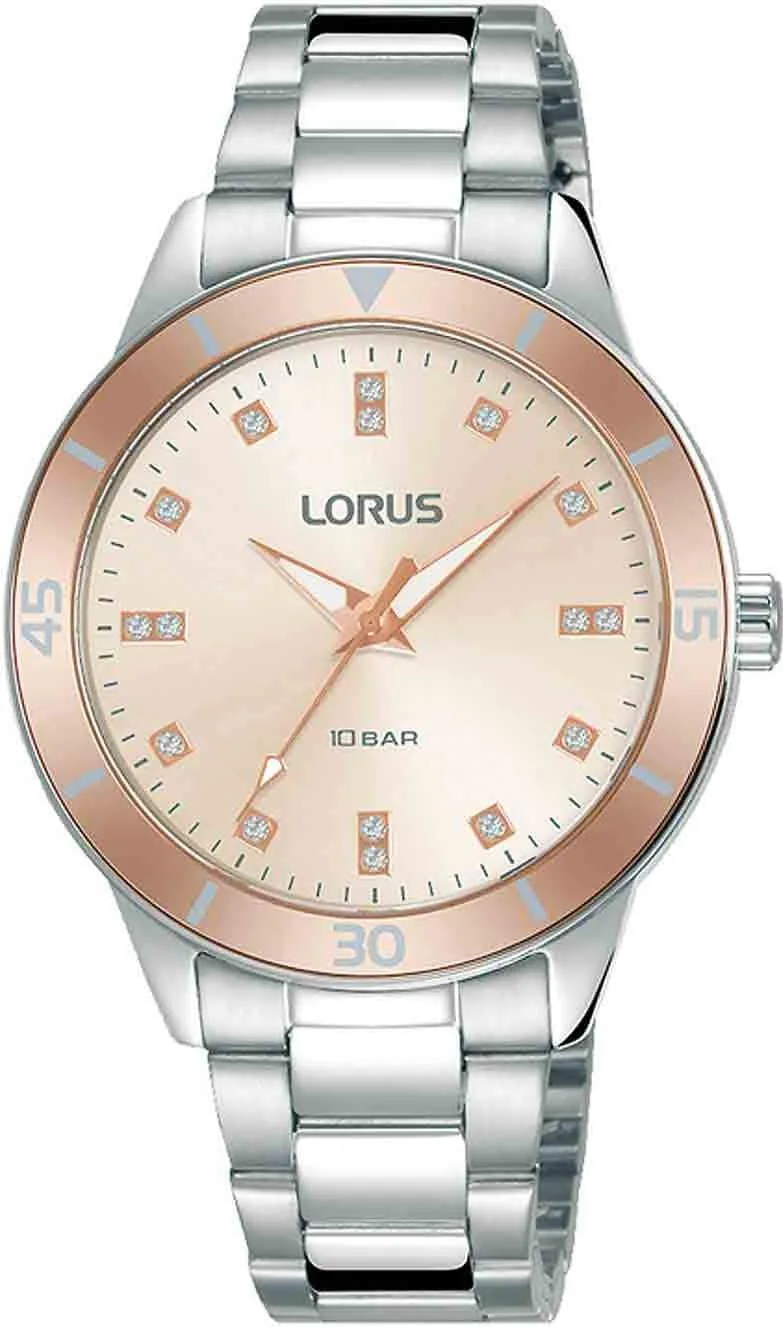 lorus-damenuhr-analog-blau-rosa-metallarmband image 1
