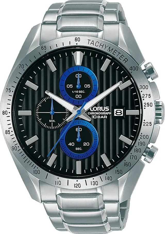lorus-herrenuhren-analog-quarz-herrenuhr-schwarz-silber image 1
