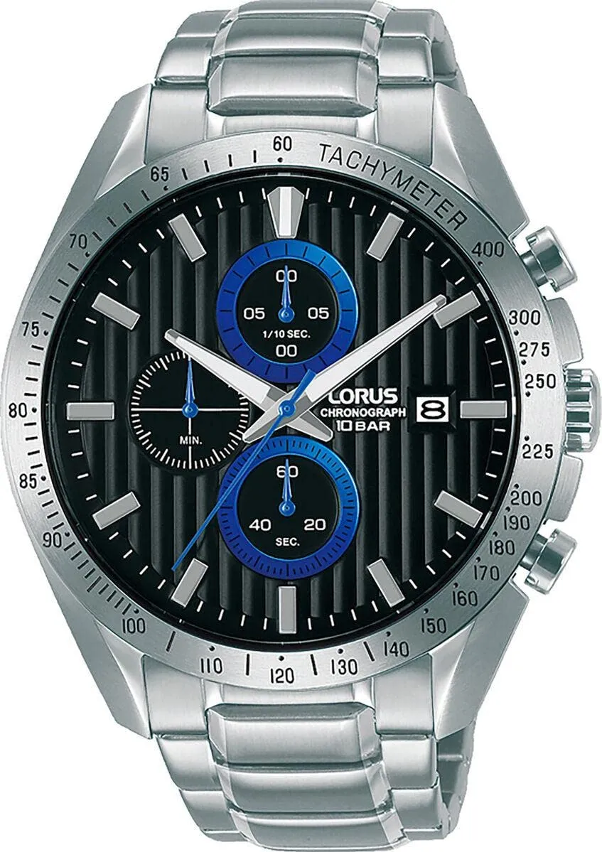 lorus-herrenuhren-analog-quarz-herrenuhr-schwarz-silber image 1