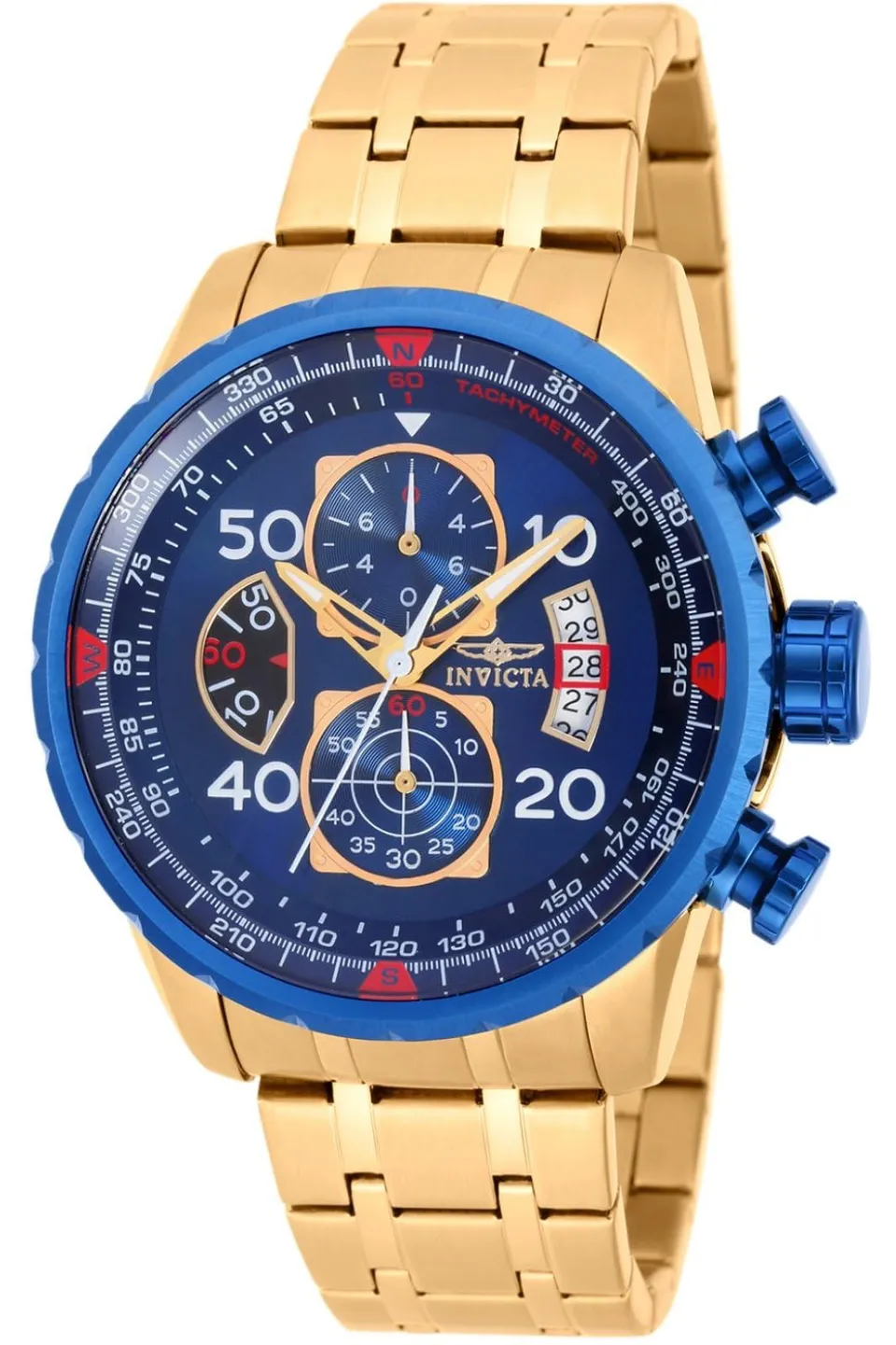 invicta-aviator-herrenuhr-47mm-gold-blau-quarz-edelstahl image 1